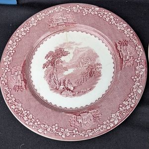 Set of 2 Jenny Lind 1795 redware 10 inch plates